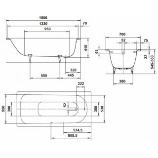 Стальная ванна Kaldewei Saniform Plus 363-1 170х70 111800010001